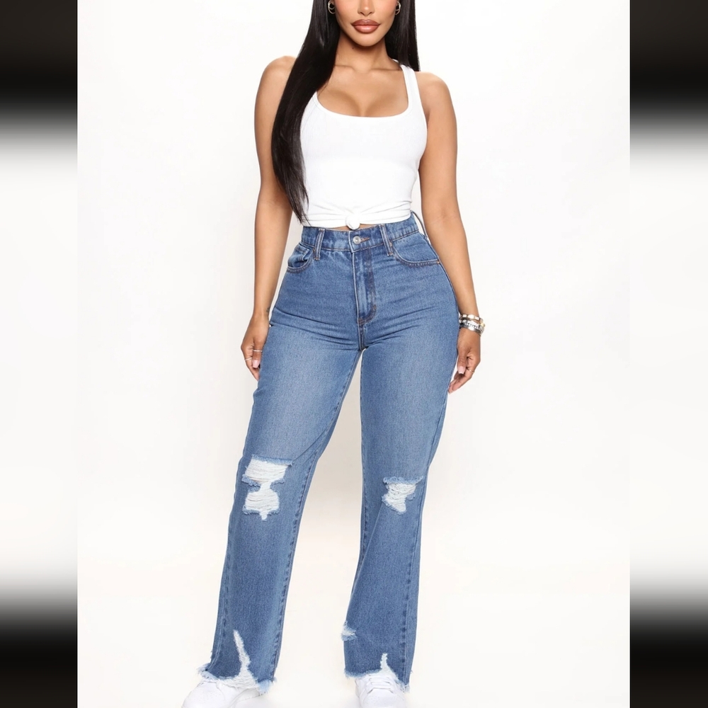 SALE Fashion Nova Straight Leg Ripped Jeans